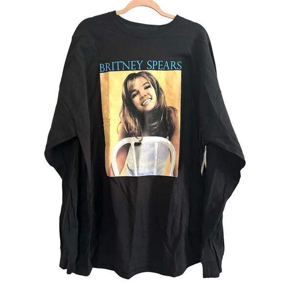 BRITNEY SPEARS Forever 21 Black Graphic Long Sleeve Tee T-Shirt Unisex Sz 3X NWT - Picture 1 of 3